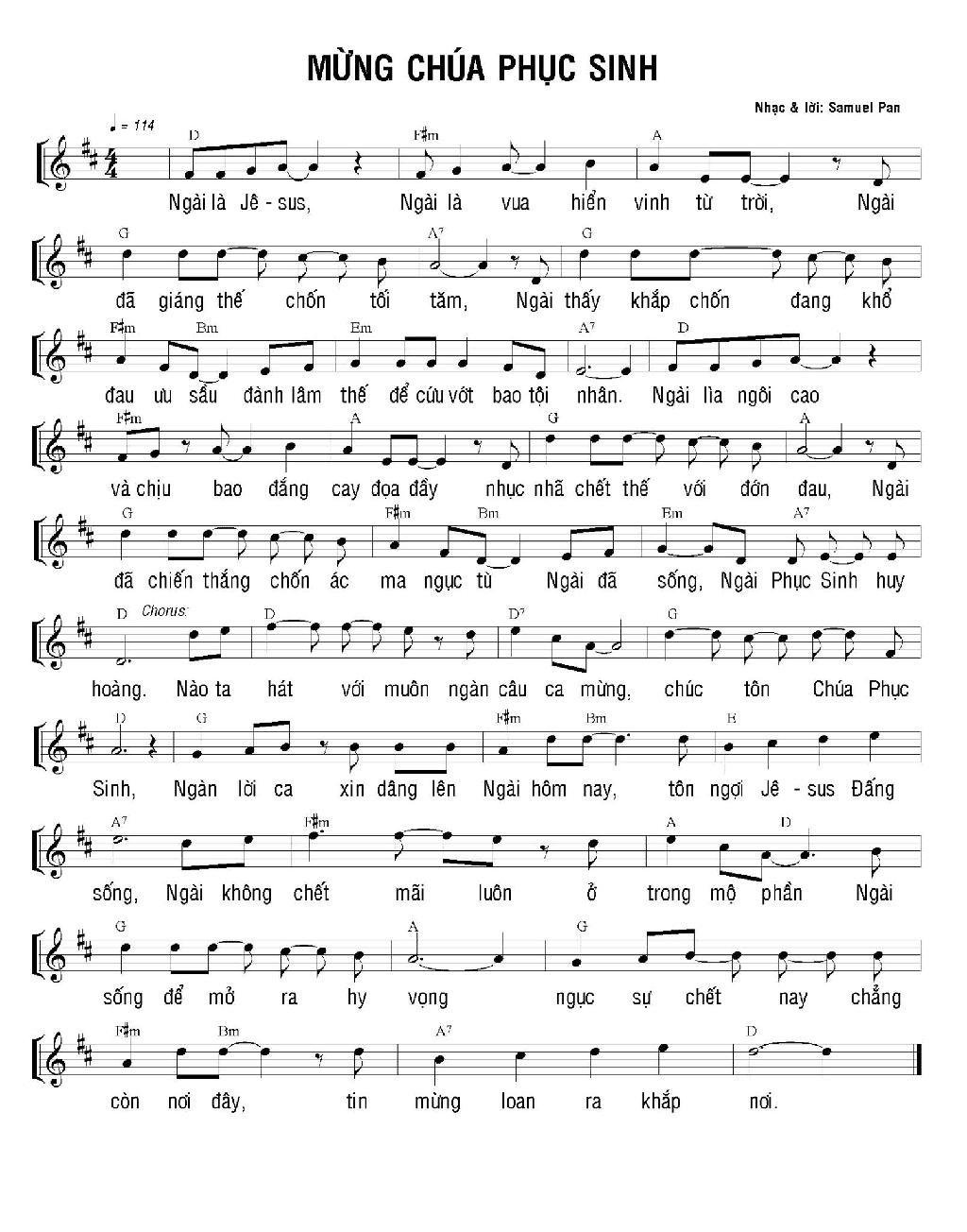 Sheet nhạc Mừng Chúa Phục Sinh